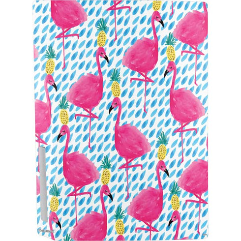 Bouffants and Broken Hearts Party Flamingos PS5 Console Skin