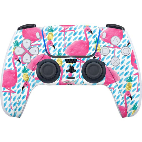 Bouffants and Broken Hearts Party Flamingos PS5 Controller Skin