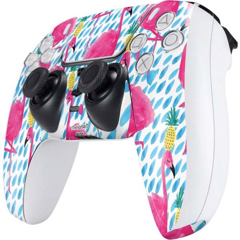 Bouffants and Broken Hearts Party Flamingos PS5 Controller Skin