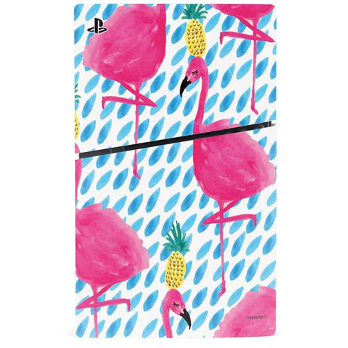 Bouffants and Broken Hearts Party Flamingos PS5 Slim Digital Edition Bundle Skin