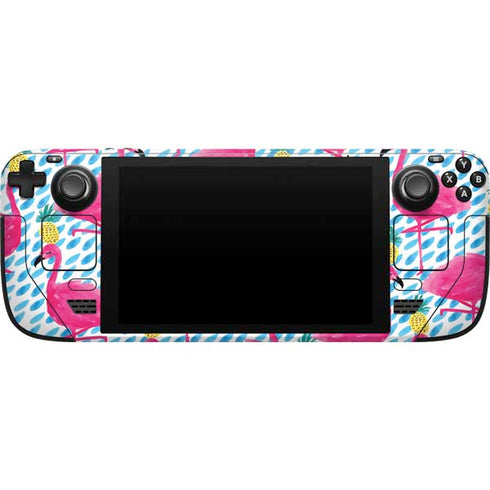 Bouffants and Broken Hearts Party Flamingos Steam Deck Handheld Gaming Computer Skin