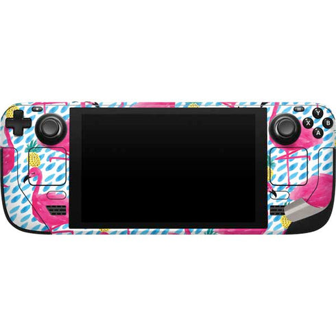 Bouffants and Broken Hearts Party Flamingos Steam Deck Handheld Gaming Computer Skin