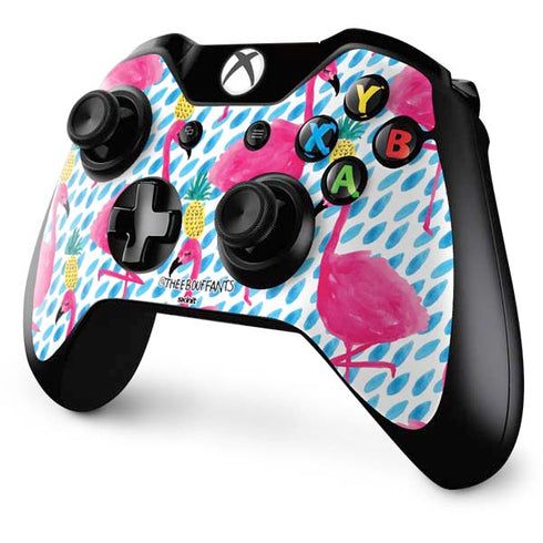 Bouffants and Broken Hearts Party Flamingos Xbox One Controller Skin