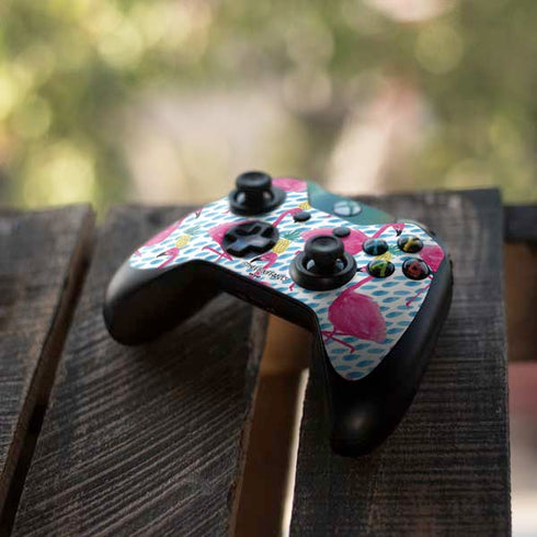 Bouffants and Broken Hearts Party Flamingos Xbox One Controller Skin
