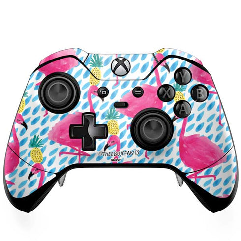Bouffants and Broken Hearts Party Flamingos Xbox One Elite Controller Skin