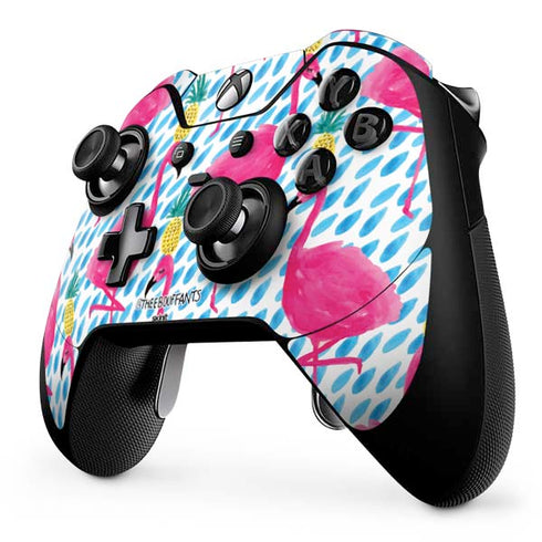 Bouffants and Broken Hearts Party Flamingos Xbox One Elite Controller Skin
