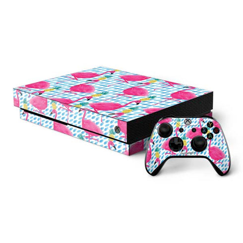 Bouffants and Broken Hearts Party Flamingos Xbox One X Bundle Skin