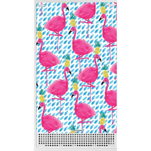 Bouffants and Broken Hearts Party Flamingos Xbox Series S Console Skin