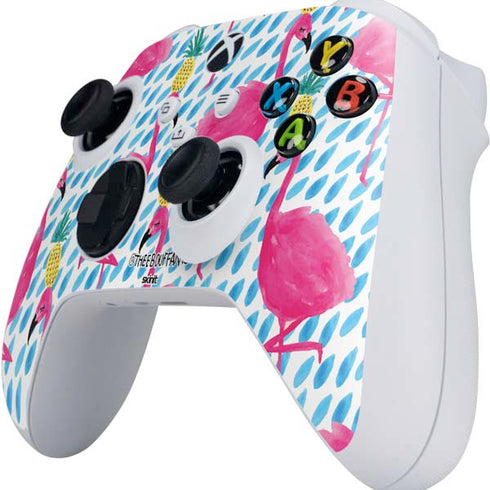 Bouffants and Broken Hearts Party Flamingos Xbox Series S Controller Skin