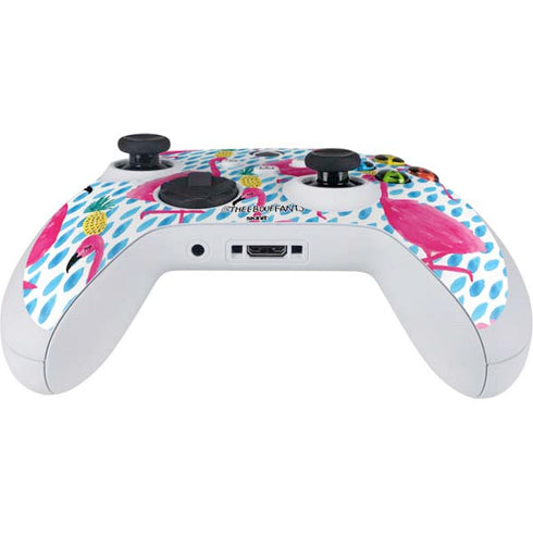 Bouffants and Broken Hearts Party Flamingos Xbox Series S Controller Skin