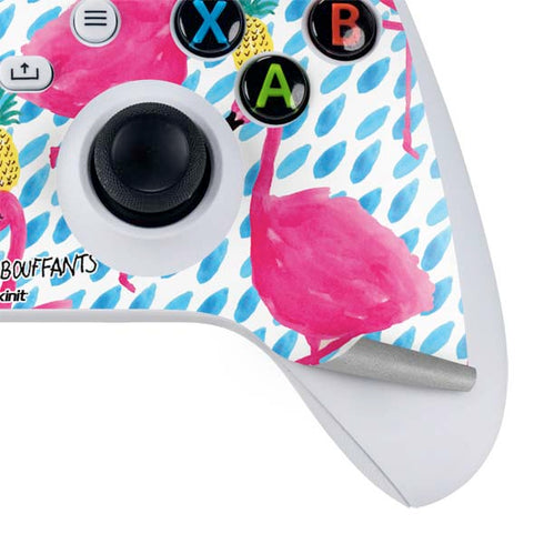 Bouffants and Broken Hearts Party Flamingos Xbox Series S Controller Skin