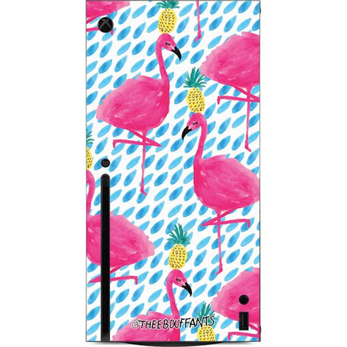Bouffants and Broken Hearts Party Flamingos Xbox Series X Console Skin