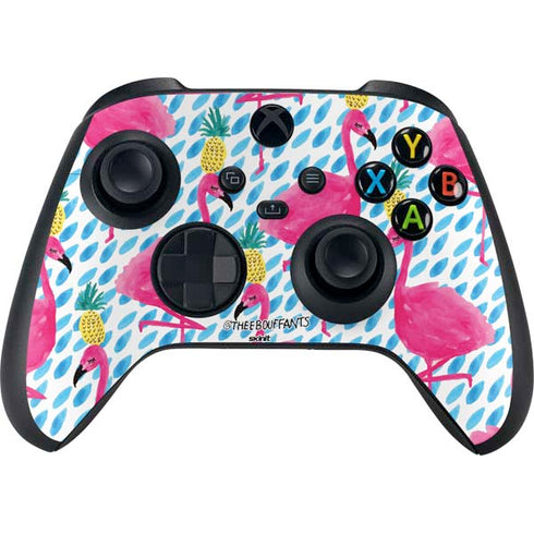 Bouffants and Broken Hearts Party Flamingos Xbox Series X Controller Skin