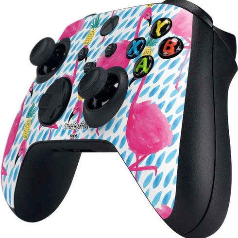 Bouffants and Broken Hearts Party Flamingos Xbox Series X Controller Skin