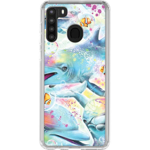 Pastel Dolphins by Sheena Pike Galaxy A21 Clear Case