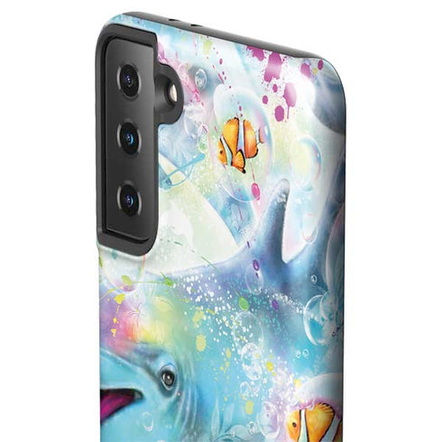 Pastel Dolphins by Sheena Pike Galaxy S21 FE Pro Case