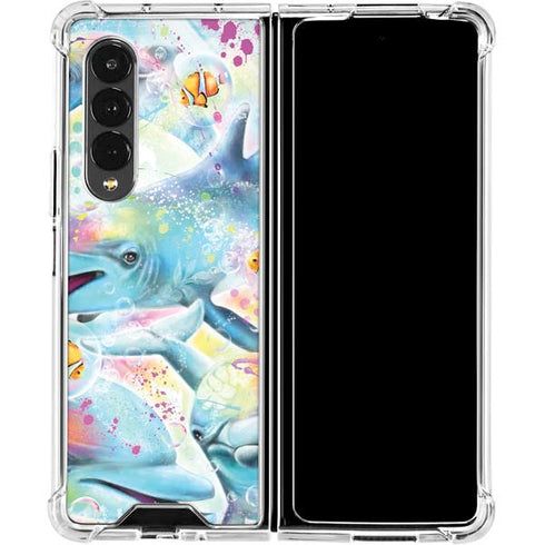 Pastel Dolphins by Sheena Pike Galaxy Z Fold4 5G Clear Case