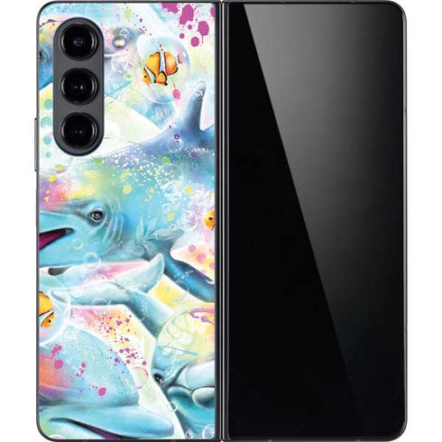 Pastel Dolphins by Sheena Pike Galaxy Z Fold5 5G Skin