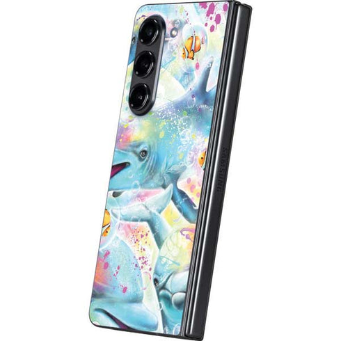 Pastel Dolphins by Sheena Pike Galaxy Z Fold5 5G Skin