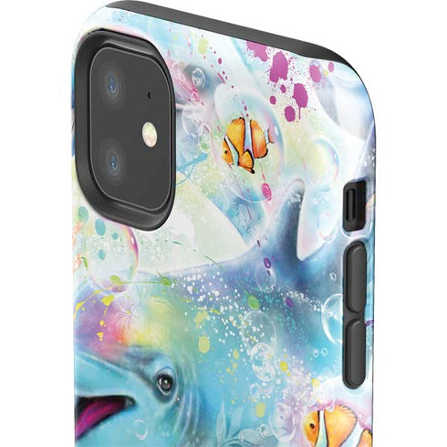 Pastel Dolphins by Sheena Pike iPhone 11 Impact Case