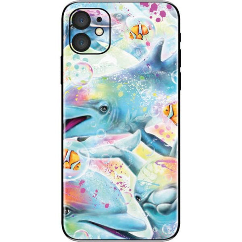 Pastel Dolphins by Sheena Pike iPhone 11 Skin