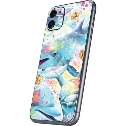 Pastel Dolphins by Sheena Pike iPhone 11 Skin