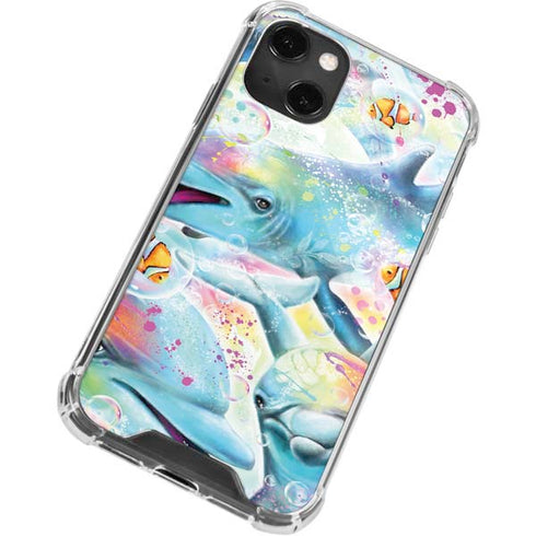 Pastel Dolphins by Sheena Pike iPhone 13 Mini Clear Case