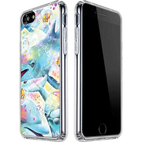 Pastel Dolphins by Sheena Pike iPhone SE (2nd & 3rd Gen) Clear Case