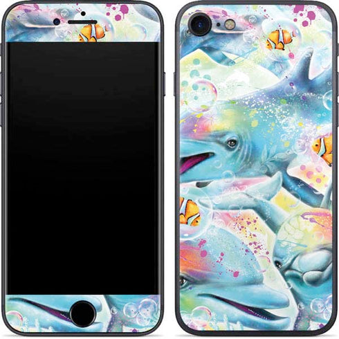 Pastel Dolphins by Sheena Pike iPhone SE (2nd & 3rd Gen) Skin