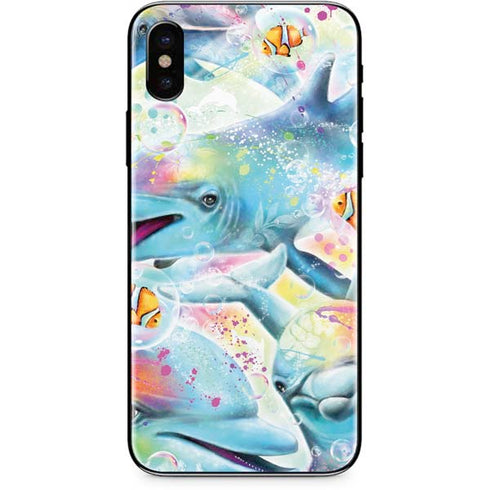 Pastel Dolphins by Sheena Pike iPhone X Skin