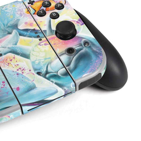 Pastel Dolphins by Sheena Pike Nintendo Switch OLED (2021) Skin