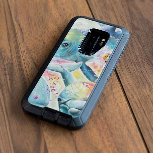 Pastel Dolphins by Sheena Pike Otterbox Defender Galaxy Skin