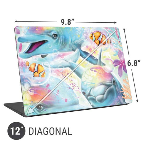 Pastel Dolphins by Sheena Pike Universal Laptop 12in (9.8 x 6.8in) Skin