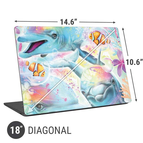 Pastel Dolphins by Sheena Pike Universal Laptop 18in (14.6 x 10.6in) Skin