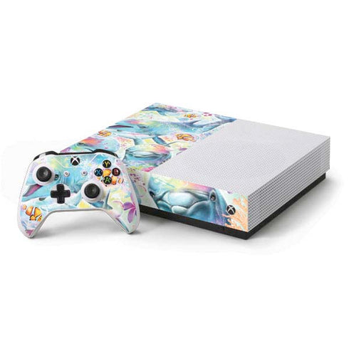 Pastel Dolphins by Sheena Pike Xbox One S All-Digital Edition Bundle Skin