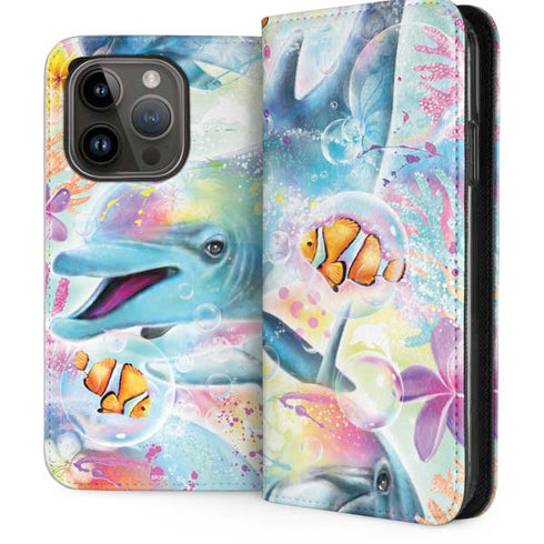 Pastel Dolphins by Sheena Pike iPhone 15 Pro Folio Case