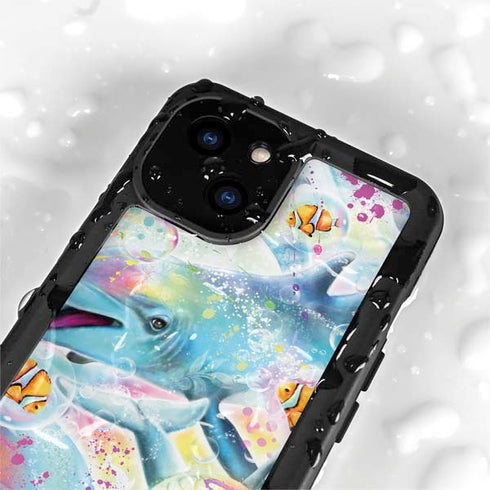Pastel Dolphins by Sheena Pike iPhone 15 Waterproof Case