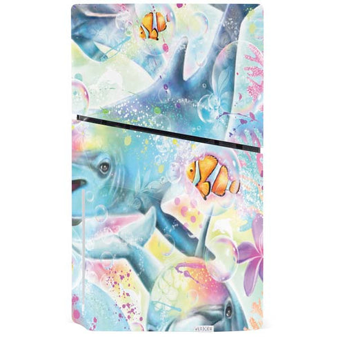 Pastel Dolphins by Sheena Pike PS5 Slim Disk Bundle Skin