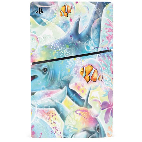 Pastel Dolphins by Sheena Pike PS5 Slim Disk Console Skin