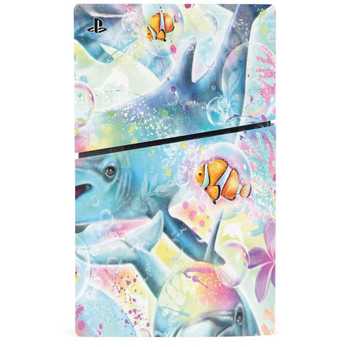 Pastel Dolphins by Sheena Pike PS5 Slim Digital Edition Console Skin
