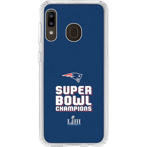 NFL Patriots Super Bowl LIII Champions Galaxy A20 Clear Case