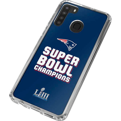 NFL Patriots Super Bowl LIII Champions Galaxy A21 Clear Case