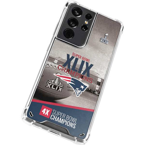 NFL Patriots Super Bowl XLIX Champs Galaxy S21 Ultra 5G Clear Case