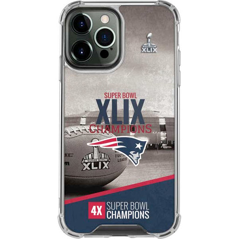 NFL Patriots Super Bowl XLIX Champs iPhone 14 Pro Max Clear Case