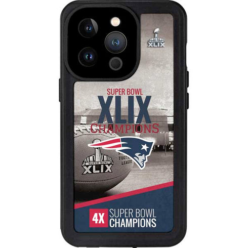 NFL Patriots Super Bowl XLIX Champs iPhone 14 Pro Waterproof Case