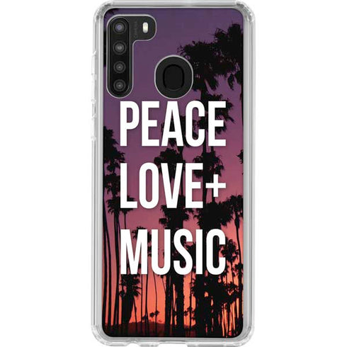 Peace Love And Music Galaxy A21 Clear Case