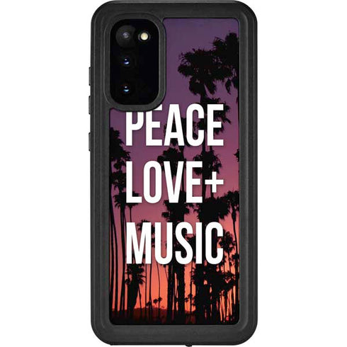 Peace Love And Music Galaxy S20 Waterproof Case