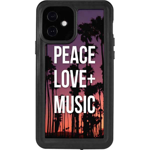 Peace Love And Music iPhone 12 Waterproof Case