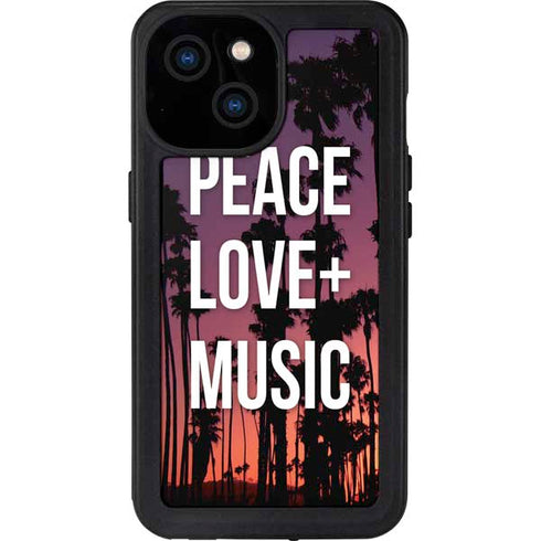Peace Love And Music iPhone 13 Mini Waterproof Case