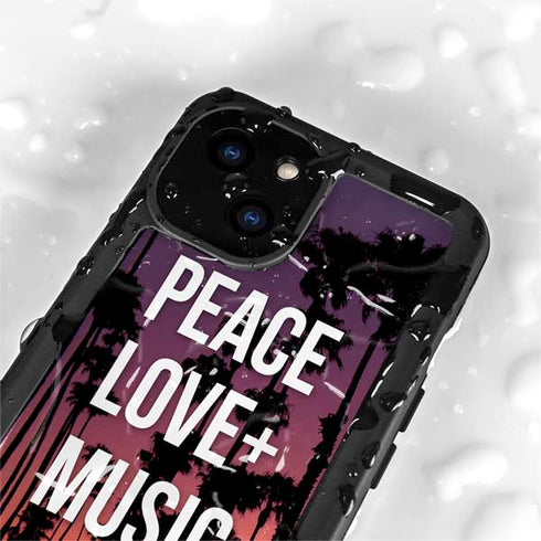 Peace Love And Music iPhone 13 Mini Waterproof Case